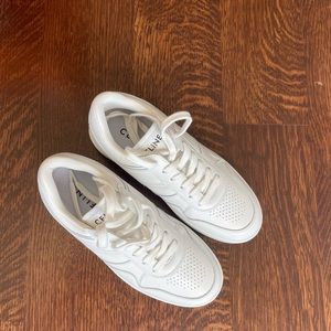 CELINE TRAINER LOW LACE-UP SNEAKER IN CALFSKIN OPTIC WHITE
